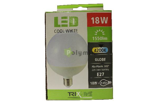 TRIXLINE 18W E27 G120 LED globe izzó 4200K L2367 Polymix Tápegységek, adapterek Polymix webáruház