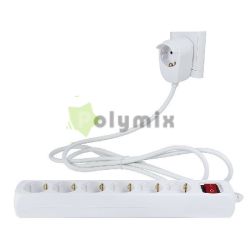 GAO-DWI Powersplit 6-os eloszt kapcs., tlterh.vd, 2m H05VV-F 3x1,5mm2,fehr,max.3500W