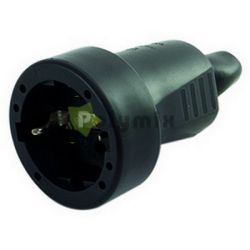  GAO-DWI Fldelt leng csatlakoz aljzat (gumi) , 16A, 250V, fekete