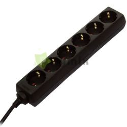  GAO-DWI Asztali eloszt 6-os, 10/16A, 250V, 3x1,0mm2, 1,4m, fekete