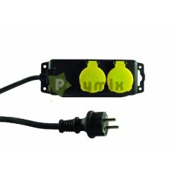  GAO-DWI Kltri eloszt 2-es, 16A, 250V, 1,4m, 3x1mm2, srga/fekete, IP44