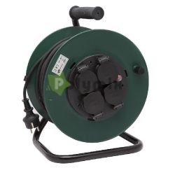  GAO-DWI Kbeldob, kltri, manyag, 25m, 4 dugalj, termokapcsolval, H05RR-F, 3x1,0mm, IP44, zld/fekete