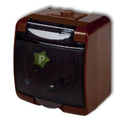  GAO-DWI Aquastar fldelt dugaszolaljzat, gyermekvdelemmel, tltsz csapfedllel, IP54, barna
