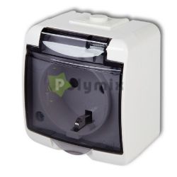  GAO-DWI Aquastar fldelt dugaszolaljzat, gyermekvdelemmel, tltsz csapfedllel, IP54, fehr