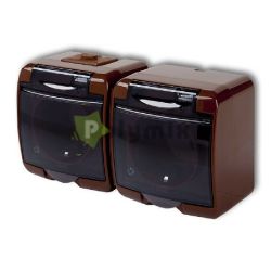  GAO-DWI Aquastar 2-es fldelt dugaszolaljzat, gyermekvdelemmel, tltsz csapfedllel , IP54, barna