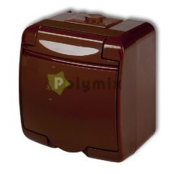  GAO-DWI Aquastar fldelt dugaszolaljzat, gyermekvdelemmel, csapfedllel, IP54, barna