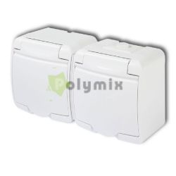  GAO-DWI Aquastar 2-es fldelt dugaszolaljzat, gyermekvdelemmel, csapfedllel , IP54, fehr