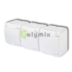 GAO-DWI Aquastar 3-as fldelt dugaszolaljzat, gyermekvdelemmel, csapfedllel , IP54, fehr