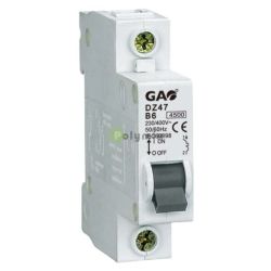  GAO-DWI Kismegszakt 1P 6A B, 4500kA, fehr