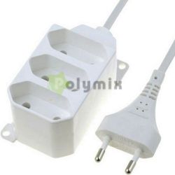  GAO-DWI Asztali eloszt 3 x EURO, 1.5m, 2x0.75, rgzthet, fehr, 230V~/2,5A/625W