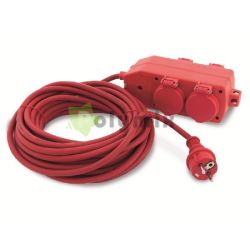  GAO-DWI Kltri leng hosszabbt 4db csapfedeles dugaljjal, H05VV-F, 3x1,5mm2, 10m, piros, IP44