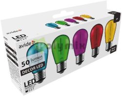  Avide Dekor LED fényforrás G45 1W E27 B5 (Zöld/Kék/Sárga/Piros/Lila)