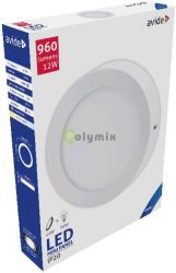  Avide LED Falra Szerelhet Kerek Mennyezeti Lmpa ALU 12W CW 6400K