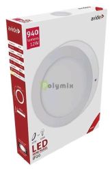  Avide LED Falra Szerelhet Kerek Mennyezeti Lmpa ALU 12W WW 3000K