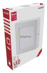  Avide LED Falra Szerelhet Ngyzetes Mennyezeti Lmpa ALU 12W WW 3000K