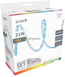  Avide LED Szalag Bliszter 12V 22W RGB 2x5m Zene vezrls + IR tvirnyt