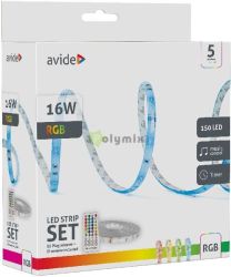  Avide LED Szalag Bliszter 12V 16W RGB 5m Zene vezrls + IR tvirnyt