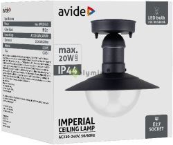  Avide kltri mennyezeti lmpa Imperial 1xE27 IP44 fekete