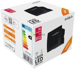  Avide kltri lpcs lmpa bepthet Lagos LED 3W NW IP54 9cm