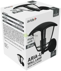  Avide Kltri Fali Lmpa Aria-U 1xE27 Fekete IP44