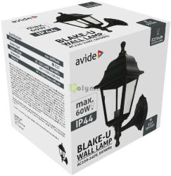  Avide Kltri Fali Lmpa Blake-U 1xE27 Fekete IP44