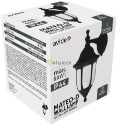  Avide Kltri Fali Lmpa Mateo-D 1xE27 Fekete IP44