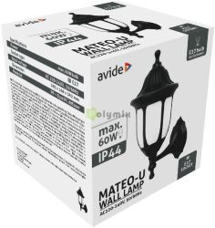  Avide Kltri Fali Lmpa Mateo-U 1xE27 Fekete IP44