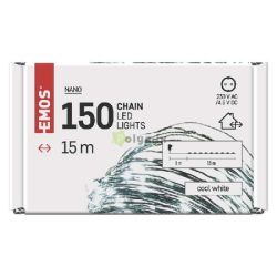 EMOS LED karcsonyi nano fnyfzr, zld, 15 m, kltri s beltri, hideg fehr, idzt