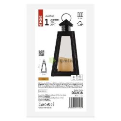  EMOS LED fekete, szgletes lmps, 26,5 cm, 3x AAA, beltri, vintage