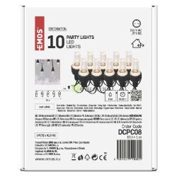  EMOS LED fnyfzr  10x party g tltsz, 4,5 m, kltri s beltri, hideg fehr