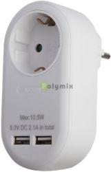  Entac Hlzati Adapter 1 Fldelt Aljzat s 2 USB (ssz. 2.1A) Fehr