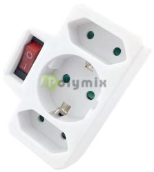  Entac Hlzati Adapter 3 Aljzat (1 Fldelt, 2 Euro) Kapcsolval