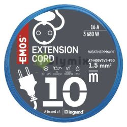  EMOS Fagysll hosszabbt kbel 10 m / 1 socket / black / PVC / 230 V / 1,5 mm2