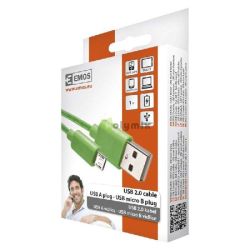  EMOS USB kbel 2.0 A dug - micro B zld 1m