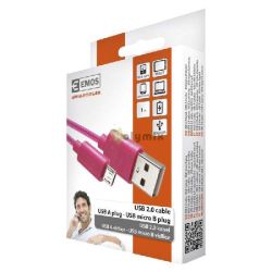  EMOS USB kbel 2.0 A dug - micro B rzsaszn 1m