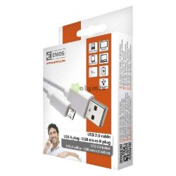  EMOS USB kbel 2.0 A dug - micro B fehr 1m