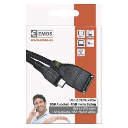  EMOS usb 2.0 a/f-micro b/m otg 15cm fekete